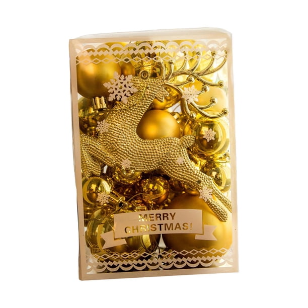 1 caja de adornos de bolas de Navidad, suministros decorativos para fiestas de bolas de Navidad, adornos de Navidad para bodas al aire libre, Dorado Colco Colgantes Bolas