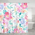 thumbnail image 2 of Pink Floral Shower Curtains for Bathroom Flower Shower Curtain Watercolor Girls Shower Curtain Set with Hooks Pretty Colorful Flowered Bathroom Decor, 72" W x 72" H, 2 of 6