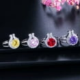 thumbnail image 5 of EOEMY 3Pcs Purple Zircon Stone Women Dancing Party Jewelry Round Necklace Earring Sets, 5 of 9
