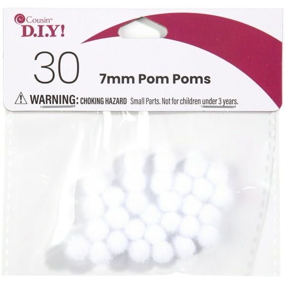 CousinDIY Pom-Poms 7mm 30/Pkg-White