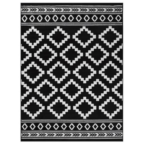 Allstar Living Room Area Rug with Beni Ourain design in Black