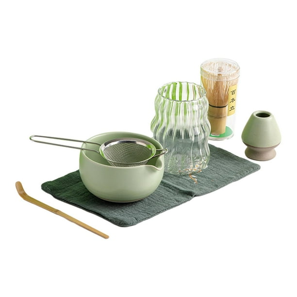 Juego de té Matcha de 7 piezas, juego tradicional de Matcha, fabricación de té, cuenco de cerámica para Matcha, toalla de té, accesorio japonés para Verde