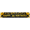 thumbnail image 2 of Black Background Happy 16 Birthday Banner with Gold Balloons Snowflakes and Ribbons Party Decoration Supplies Backdrop for 16th Birthday Party Photography Props Celebrations Decorations, 2 of 8
