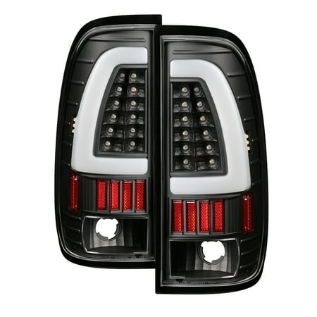 - 1999 2000 2001 2002 2003 2004 2005 2006 2007 Ford Super Duty F250 F350 F450 LED Fiber Optic LED Bar Black Clear Tail Lights PAIR