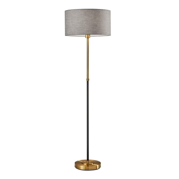 Adesso Bergen Floor Lamp, Black and Antique Brass
