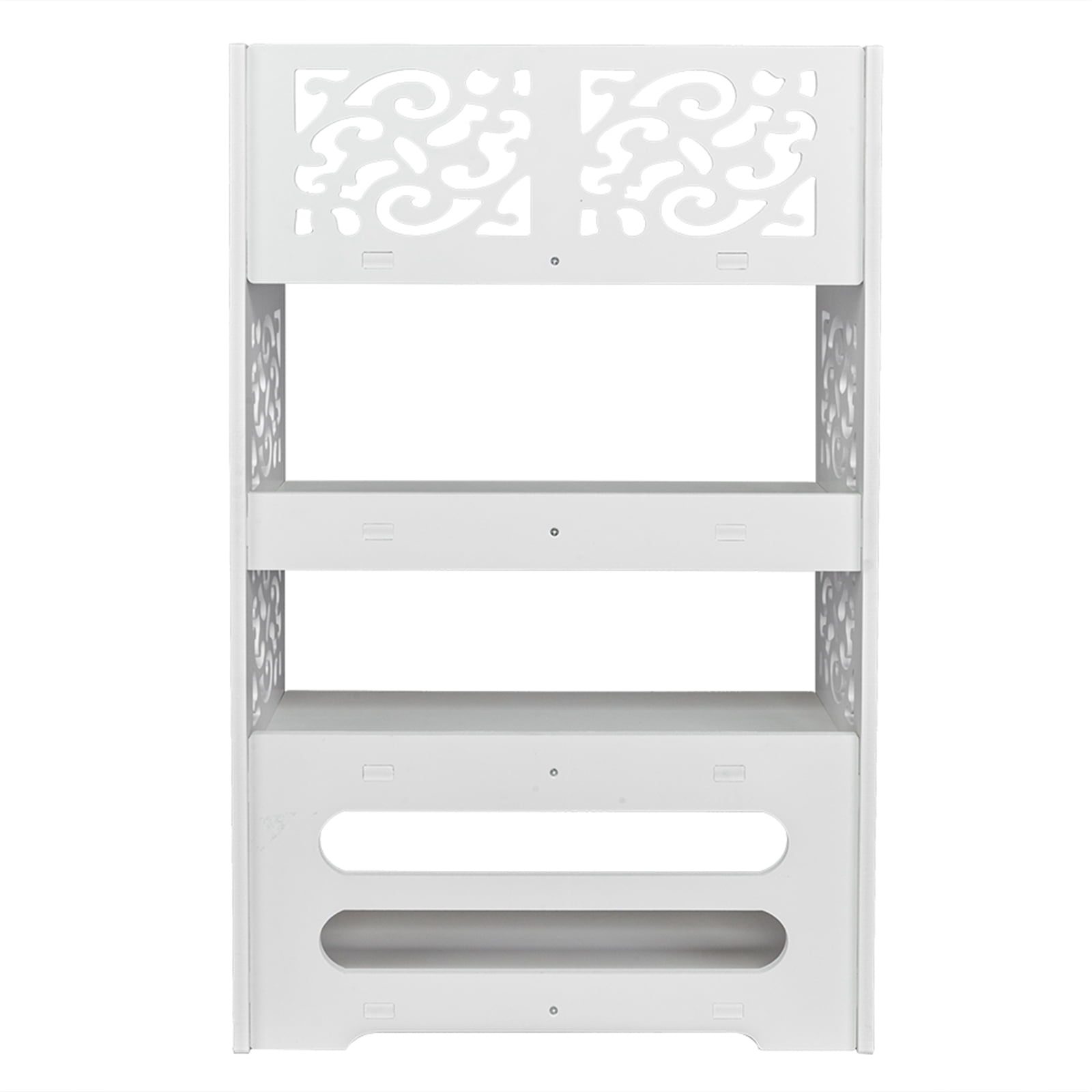 4 Tiers Carved Shoe Rack Wood-plastic Board, White