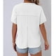 thumbnail image 3 of Mujeres de Verano Tops Nuevo Color Sólido Cuello en V Manga Corta con una Hendidura en el Doblado, Poliéster, 3 of 6