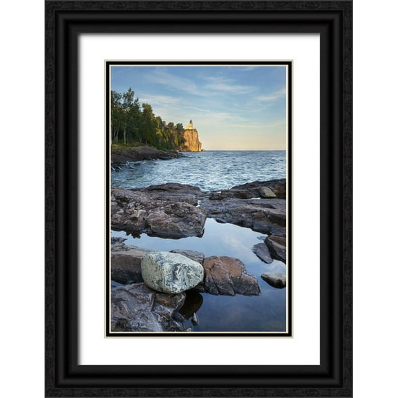 Majchrowicz, Alan 23x32 Black Ornate Wood Framed with Double Matting Museum Art Print Titled - Split Rock Lighthouse State Park-North Shore Lake Superior-Minnesota