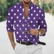thumbnail image 2 of Camisas Para Hombre Manga Larga Regular Fit Casual Hombres Solapa Solapa Estampado A Cuadros Manga Larga Puños Botón Puerto Estilo Floral Camisa Playa Hawaiianss Verano Top (Purple, L), 2 of 3