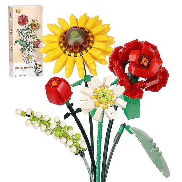 Mini Bricks Flower Bouquet Building Block Sets, Artificial Flowers, Diy Unique Decoration Home, 568 Pieces Botanical Collection For Girls Gifts