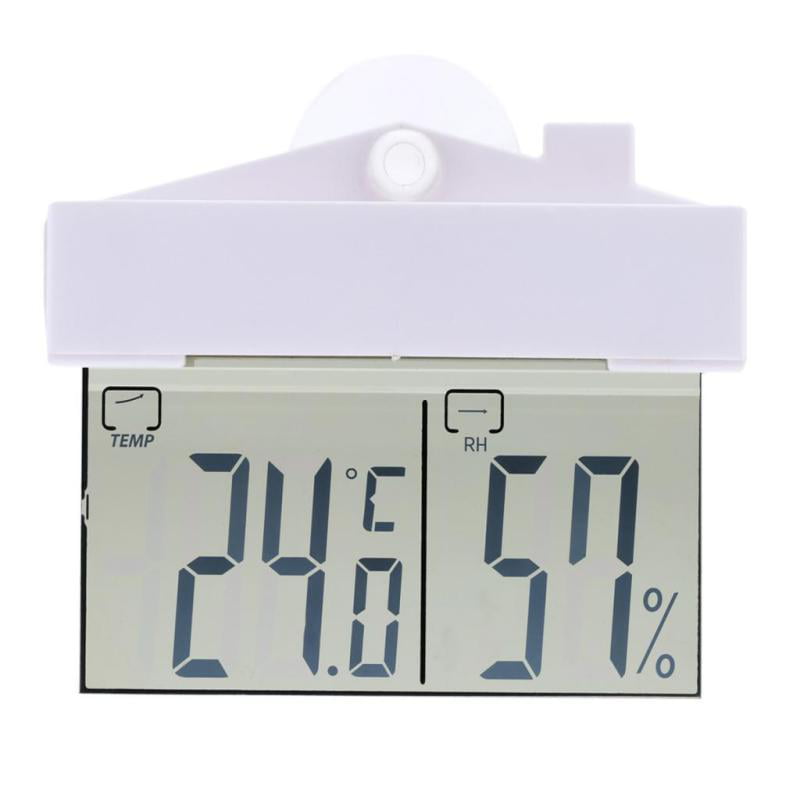 Transparent LCD Thermometer Hydrometer Window Indoor Outdoor Weather Station 