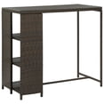 thumbnail image 1 of vidaXL Bar Table with Storage Rack Brown 120x60x110 cm Poly Rattan, 1 of 4