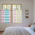 thumbnail image 4 of Easter Kitchen Curtains, Colorful Plaid Ombre Art Yellow Pink Green Light Filtering Window Curtain Panels, 2Pcs Rod Pocket Window Treatments Set for Cabin Bathroom Bedroom 52x45 Inches, 4 of 9