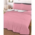 thumbnail image 2 of Quilts Twin XL Size, Pink Soft Comforter Bedding Set for Bed, Farmhouse Solid Pink Color Modern Art Lightweight Quilted Bedspread with Pillow Cover(2 Pieces) for All Season, 68x98 Inch, 2 of 6