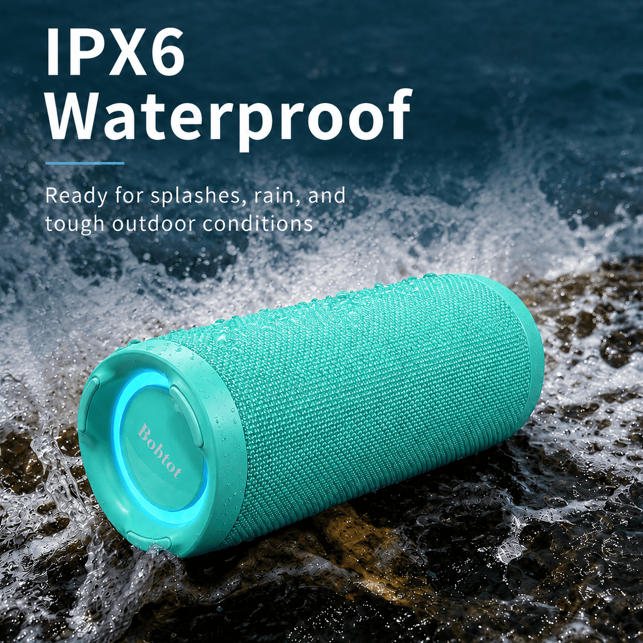 Portable Bluetooth Speaker RGB IPX6 Waterproof, 15W Loud Sound, Deep Bass, Bluetooth 5.3 Wireless Stereo Pairing 15H Playtime, for Home/Outdoor/Party/Beach, Birthday Gift (Teal)