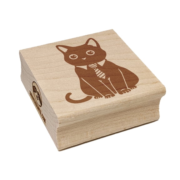 Business Cat with Tie Square Rubber Stamp Stamping Scrapbooking Crafting - Small 1.25in