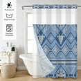thumbnail image 4 of MIZHONA Blue Shower Curtain with Snap in Liner,Gemoetric Fabric Bathroom Curtain,71"× 74", 4 of 6