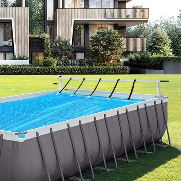 UBesGoo 16 FT Outdoor Pool Cover Reel above Ground, Tube Set for Various Shape Pool