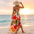 thumbnail image 5 of HAJWOH 2026 Women's Spaghetti Vacation Sundress Summer Beach Flowy Boho Floral Maxi Dresses, 5 of 7