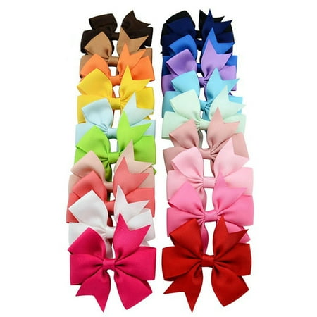 (3.15in/20Pcs/Random Color)Hair Bow Alligator Clip,Coxeer Grosgrain Ribbon Hair Accessories for Baby Girls Kids Teens Toddlers
