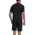 thumbnail image 4 of LANBAOSI Mens Pajama Set Summer Ribbed Knit Lounge Short Set 2-Piece Breathable Soft Sleepwear Set Size M, 4 of 8
