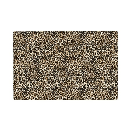 

Table Placemats Set of 4 - Trendy Leopard fashion print 12x18 In Faux Linen Double Heat Resistant Place Mats Cloth Indoor/Outdoor Placemats Washable Table Mats for Dining Kitchen Party