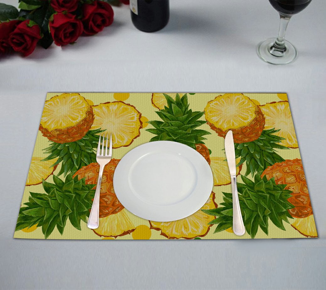 GCKG Summer Tropical Beach Placemat, Pineapples Placemat 12x18 Inch,Set