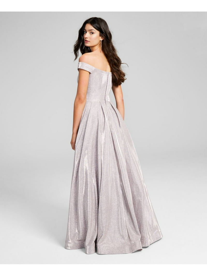 B DARLIN Womens Pink Glitter Zippered Lined Off Shoulder Full-Length Formal  Gown Dress Juniors 0 - Walmart.com