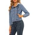 thumbnail image 4 of Allegra K Women's Removable Hood Trucker  Button up Denim Jacket, 4 of 6
