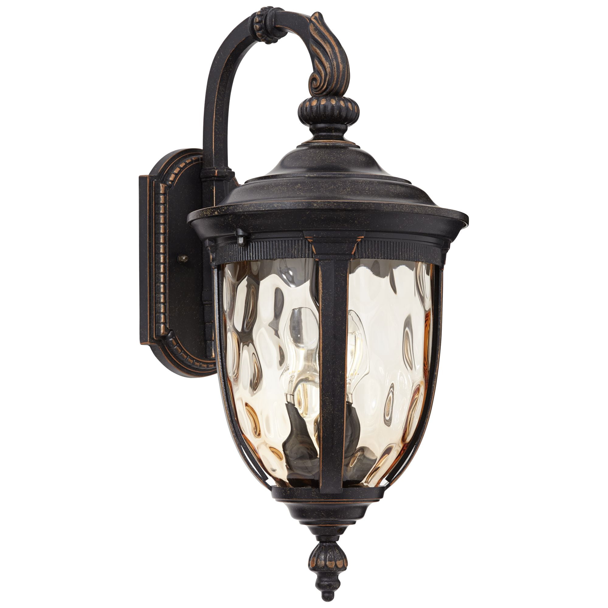 John Timberland Bellagio Vintage Rustic Outdoor Wall Light Fixture Bronze Downbridge 20 1/2" Champagne Hammered Glass for Post Exterior Barn House