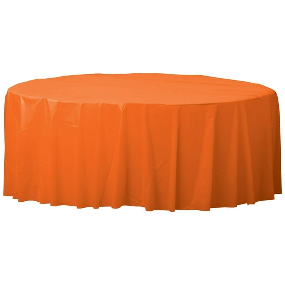 amscan Round Plastic party-tablecovers, 84", Orange Peel