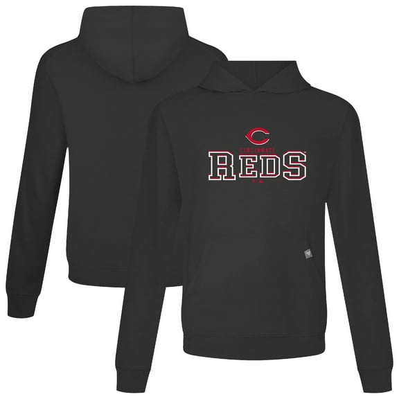 Men's Levelwear Black Cincinnati Reds Relay Journey Pullover Hoodie