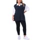 thumbnail image 2 of Chaleco de suéter de mujer plus size Agnes Orinda, tejido acanalado, cuello en V, sin mangas, con dobladillo dividido, blusa casual sin mangas 2X azul oscuro, 2 of 6
