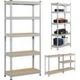 thumbnail image 4 of HYJY Storage Shelves 5 Tier Garage Shelving Heavy Duty Garage Shelves Adjustable Metal Shelving Unit Utility Rack Industrial Shelving for Warehouse Pantry Closet, 27.5"W x 12"D x 60"H, Light Gray, 4 of 18