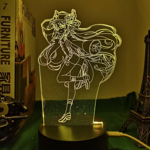 Genshin Lampu Malam Dampak Lampu Anime Ilusi 3D untuk Dekorasi Kamar Tidur Lampu LED Suasana Lampu Malam Samping Tempat Tidur Hadiah Anak-anak zhangyuxiang LED