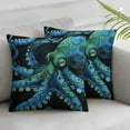 thumbnail image 3 of PIKWEEK  Octopus Throw Pillow Covers  Set of 2, 3D Octopus Pillow Covers, Ocean Animal Decorative Pillow Covers for Home Bed Sofa Couch, Sealife Ocean Life Cushion Cases, Black Green White, 3 of 7