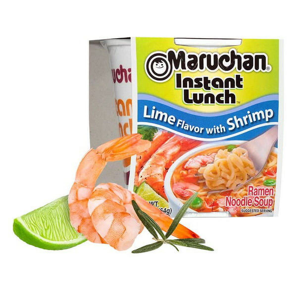 Maruchan Lime with Shrimp Instant Lunch Ramen Noodles, 2.25 oz Cup, Quantity of 12