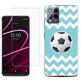 thumbnail image 1 of Slim-Fit Gel TPU Phone Case for T-Mobile Revvl 6 Pro 5G, with Tempered Glass Screen Protector, by OneToughShield ® - Chevron/Soccer, 1 of 3