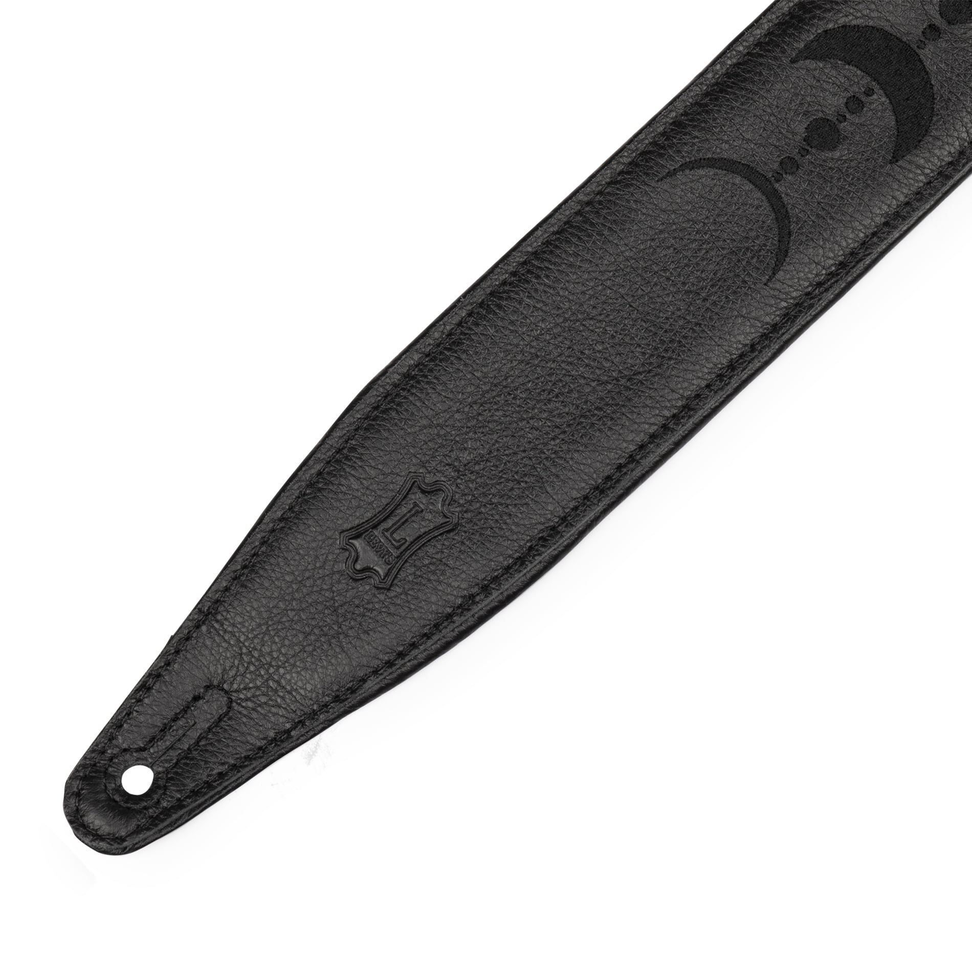 Levy's 2.5" Black Garment Leather Guitar Strap Black Moon