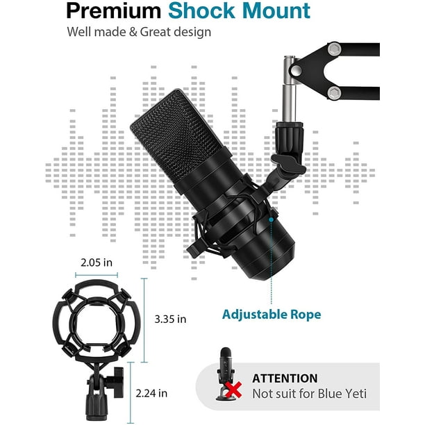 AIMTYD Support de microphone pour Blue Yeti Support de bras de ciseaux à  perche de suspension réglable avec adaptateur à vis de 3/8 à 5/8 