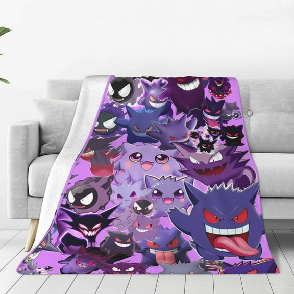 Gengar Throw Blanket Couch Bed Sofa Soft Lightweight Warm Cozy Flannel Fleece Bed Blanket For Kids Adults Gift Multiple Sizes Available 60"X50"