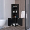 thumbnail image 2 of Corner Shelf with Cabinet, Freestanding Corner Storage Cabinet with 3 Shelves and 2 Doors for Bathroom, Kitchen, Living Room, Black, 2 of 6