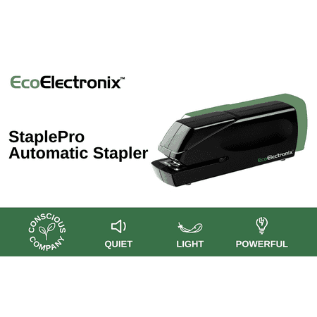 EcoElectronix EX-25 Automatic Electric Stapler - Battery Powered, 30 Sheet Capacity Heavy Duty Stapler, Quiet Operation & Jam-Free Staplers for Office, Black