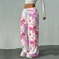 thumbnail image 5 of Hearthz Women's Fleece Pajamas Bow Fluffy Fleece Elastic Waist Wide Leg Lounge Pants with Pockets Fall Winter Warm Pajama Bottoms, 5 of 6