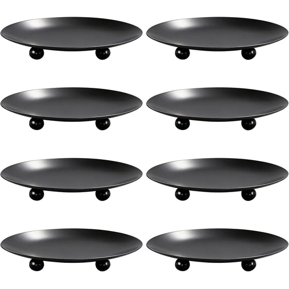 TPBSITNS 8 Pack Black Candle Holders for Pillar Candles, Premium Iron Pillar Candle Plates Stand for Led, Wax Candles, Decorative Candle Tray Dish for Spa Weddings Table Centerpiece