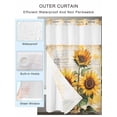 thumbnail image 2 of No Hook Shower Curtain with Snap in Liner Sunflower Shower Curtain -Fabric Waterproof Inner Liner, Vintage Flower Watercolor Retro Text Texture Shower Curtains Washable 72"x72", 2 of 9