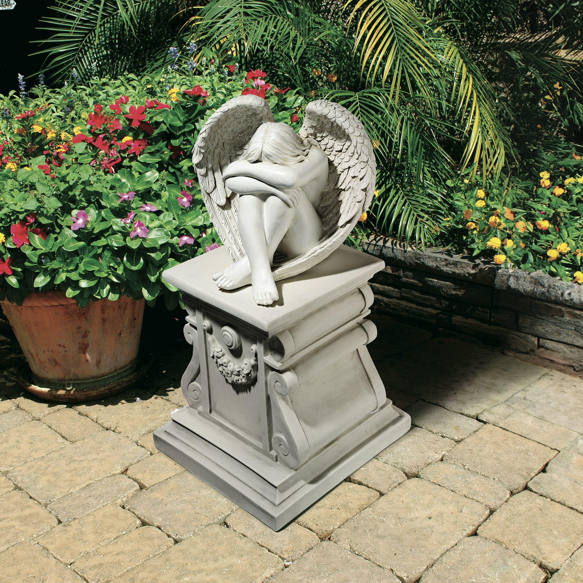 Design Toscano 'Der Betende Basilikaengel' – Handbemalte Resin-Figur, Steinsplitt-Optik, Für Haus & Garten