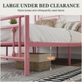 thumbnail image 5 of Amolife Full Size Metal Platform Bed Frame with Vintage Cross Pattern Headboard&Footboard, Pink, 5 of 10