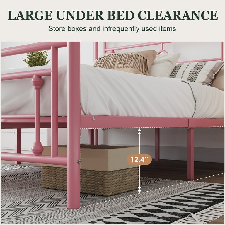 Amolife Twin Size Metal Platform Bed Frame with Vintage