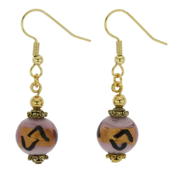 GlassOfVenice Murano Glass Antico Tesoro Balls Earrings - Lavender Gold